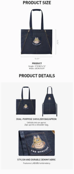 THE MONSTERS FALL IN WILD SERIES-Denim Apron Bag -Pop Mart 20240408 160603 509003 1200x2795