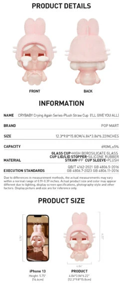 CRYBABY Crying Again Series-Plush Straw Cup (I'LL GIVE YOU ALL MY LOVE) -Pop Mart 20240925 112904 093459 crybaby crying again series plush straw cup i ll give you all accessories pop mart us detail 02 1200x2791