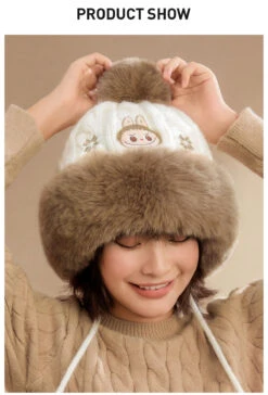 Warm Fluffy Holiday Series- LABUBU Plush Hat -Pop Mart 20241111 095503 012740 warm fluffy holiday series labubu plush hat accessories pop mart us detail 03 1200x1766