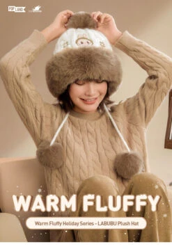 Warm Fluffy Holiday Series- LABUBU Plush Hat -Pop Mart 20241111 095503 102320 warm fluffy holiday series labubu plush hat accessories pop mart us detail 01 1200x1737