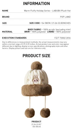 Warm Fluffy Holiday Series- LABUBU Plush Hat -Pop Mart 20241111 095503 814846 warm fluffy holiday series labubu plush hat accessories pop mart us detail 02 1200x2133