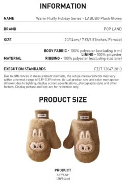 Warm Fluffy Holiday Series- LABUBU Plush Gloves -Pop Mart 20241111 095815 459223 warm fluffy holiday series labubu plush gloves accessories pop mart us detail 02 1200x1765