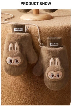 Warm Fluffy Holiday Series- LABUBU Plush Gloves -Pop Mart 20241111 095815 668658 warm fluffy holiday series labubu plush gloves accessories pop mart us detail 03 1200x1763
