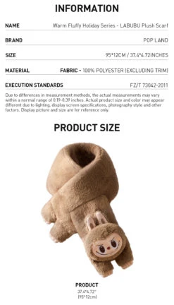 Warm Fluffy Holiday Series- LABUBU Plush Scarf -Pop Mart 20241111 100712 202148 warm fluffy holiday series labubu plush scarf accessories pop mart us detail 02 1200x2097