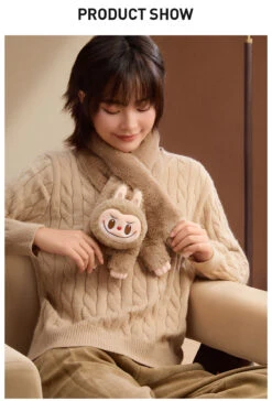 Warm Fluffy Holiday Series- LABUBU Plush Scarf -Pop Mart 20241111 100712 628390 warm fluffy holiday series labubu plush scarf accessories pop mart us detail 03 1200x1766