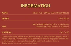 MEGA JUST DIMOO 400% Mickey Mouse -Pop Mart 20250317 142654 643078 2 mega just dimoo 400 mickey mouse mega details popmart us 1200x771